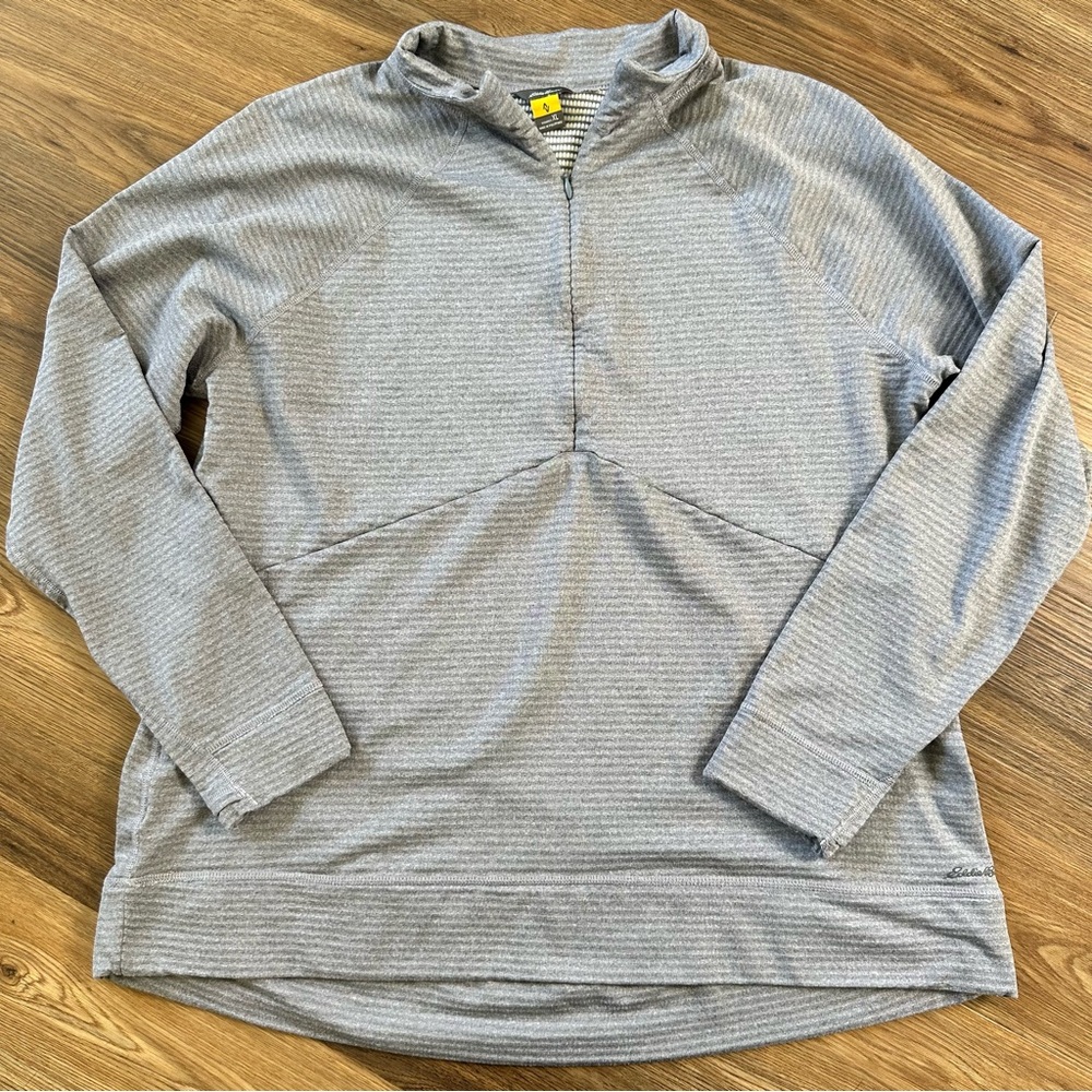 Eddie Bauer Travex 1/4 Zip Pullover‎ Women’s XL Gray Lightweight Hiking Outdoors